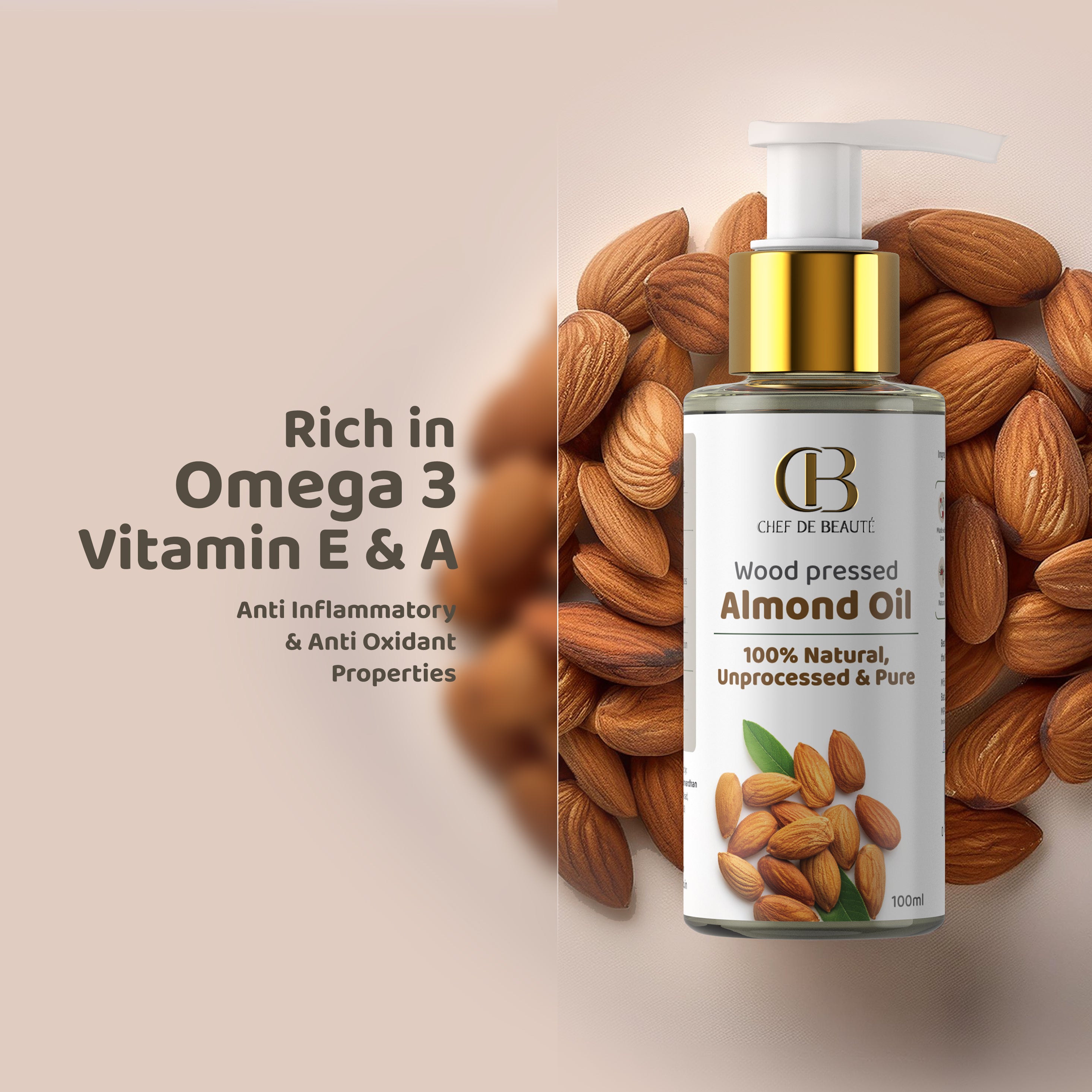 Wood Pressed Almond Oil - 100% Pure, Natural & Unprocessed